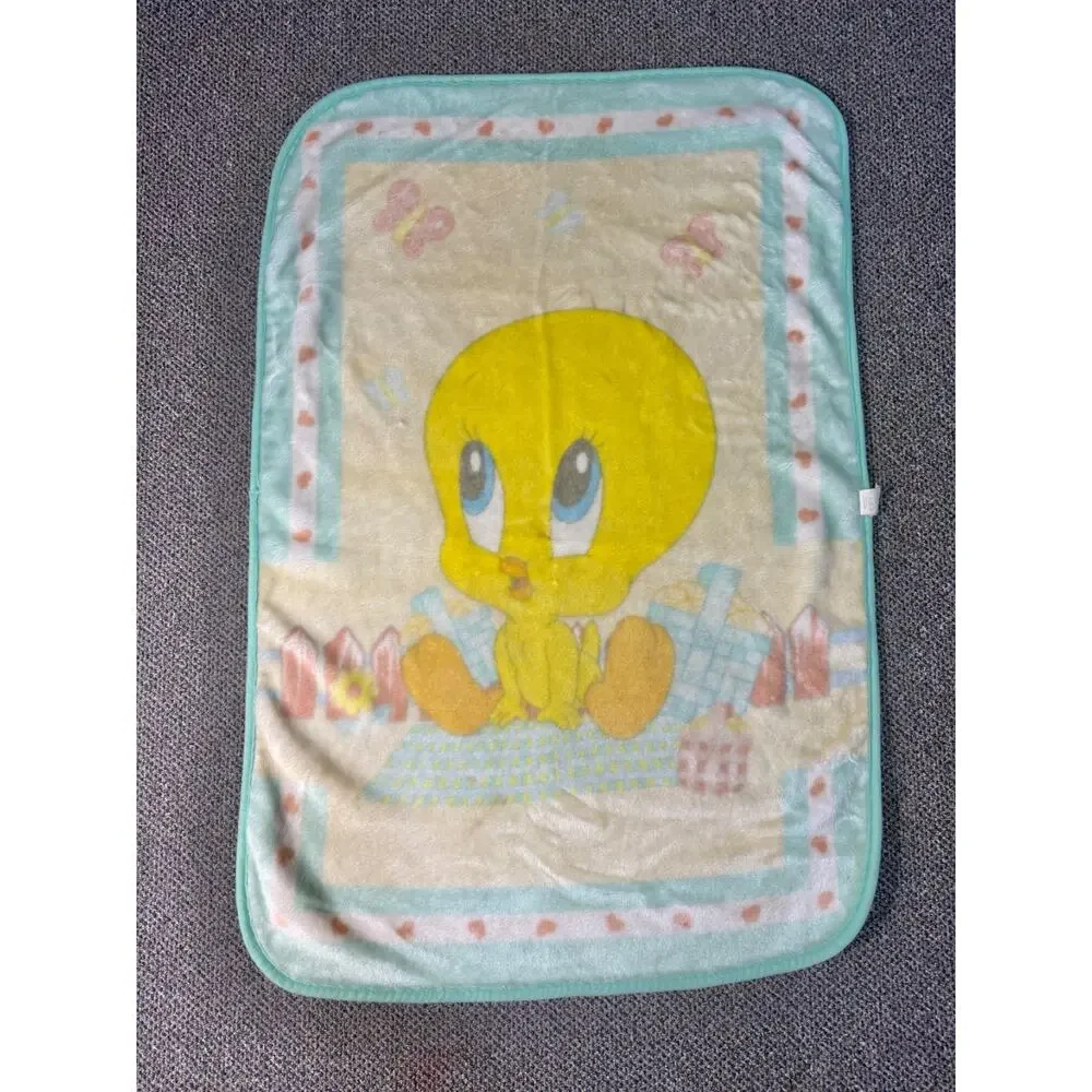 Vintage Baby Looney Tunes Baby Tweety Bird Pastel Infant Blanket 28x42